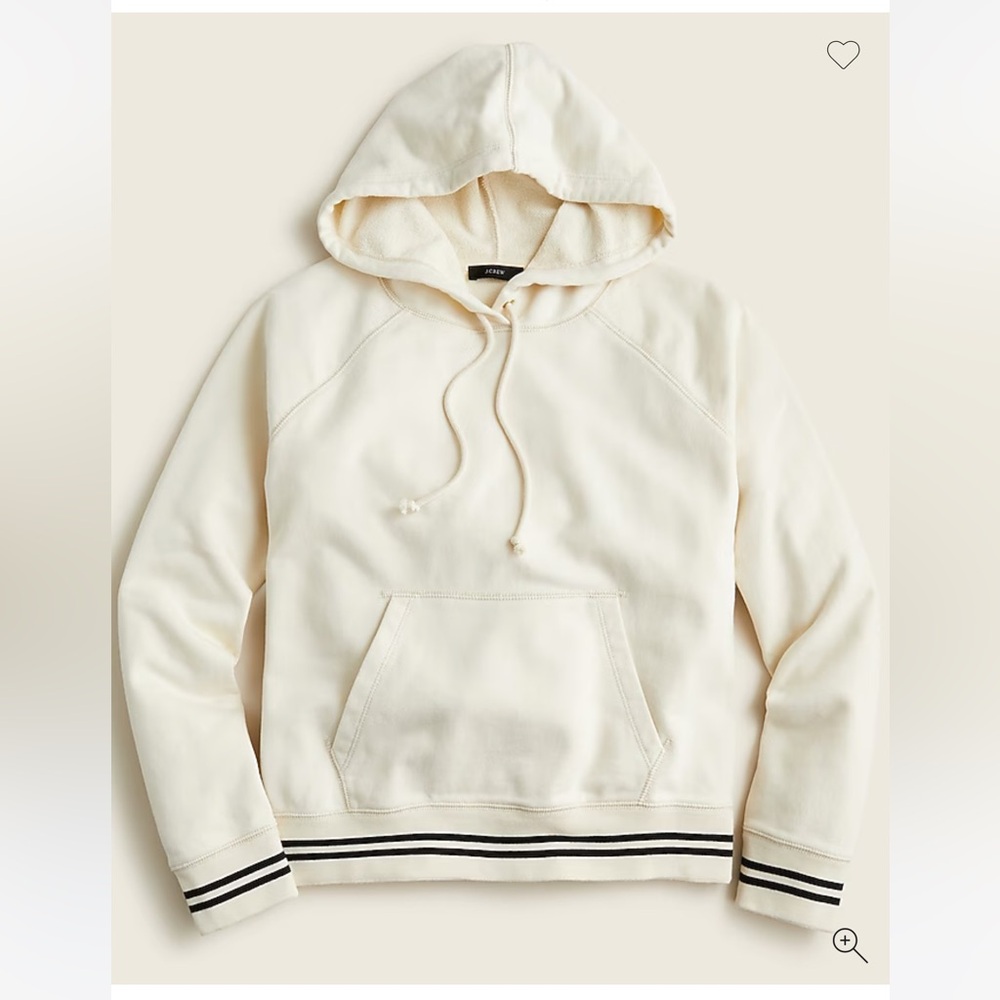 J. Crew University Terry Hoodie with Striped Cuffs s